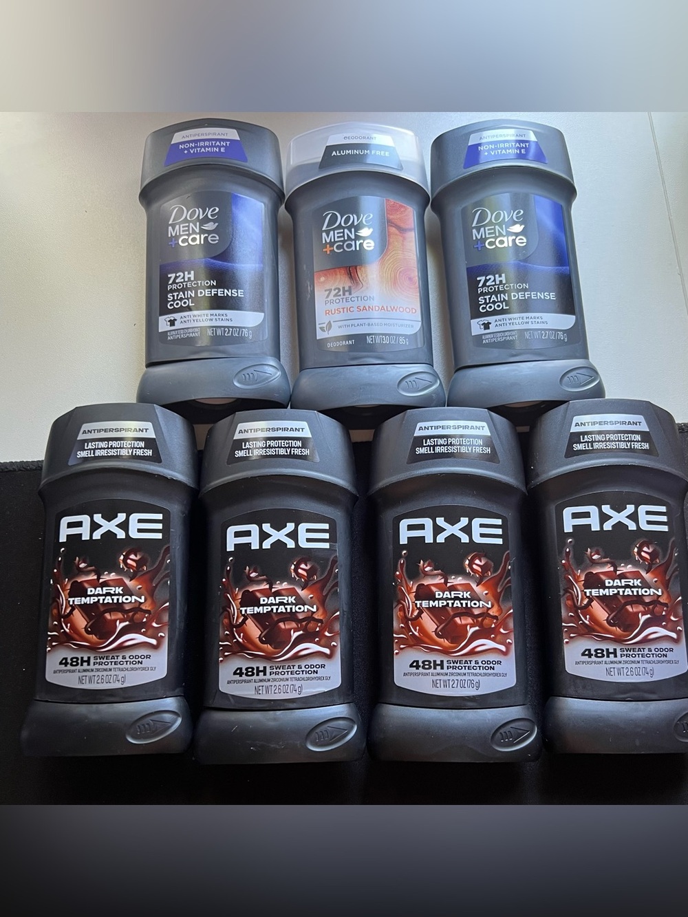 Axe Mens Antiperspirant X’s 4 + Dove Antiperspirant & Deodorant X’s 3 Total 7
